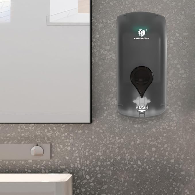 Foaming Hand Soap Dispenser, 35oz (1000ml) Manual Refillable Wall Mount Soap Dispenser, Durable ABS Plastic, for Commercial/Home/Bathroom/Kitchen, Translucent Black, CHUANGDIAN