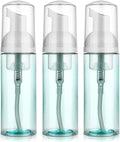 3 Pack Foam Pump Bottle Travel 60 ml/2 oz Small Size Mousse Foaming Soap Dispenser, Clear Plastic Foam Soap Dispenser Mini Empty Refillable Pump Containers (Green)
