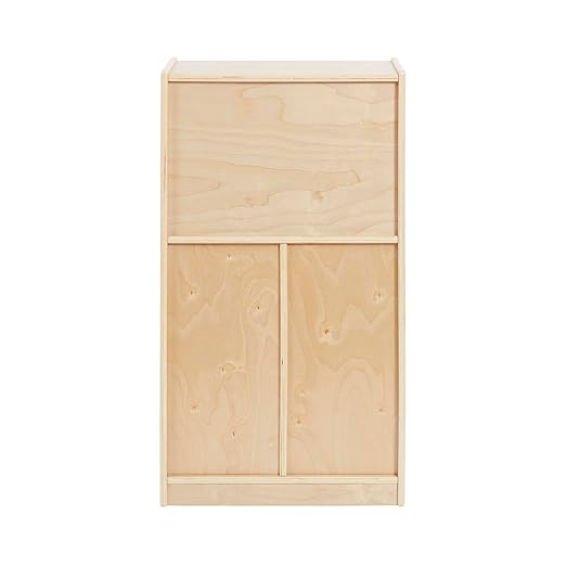 ECR4Kids 10 Cubby Tray Cabinet with Scoop Front Storage Bins, 5x2, Natural, Classroom Furniture, Light Grey