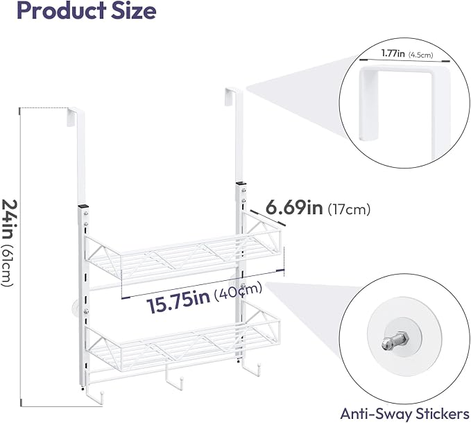 SWTYMIKI Over Door Hat Organizer - 3 Tier Wall Mounted Hat Rack with 2 Adjustable Metal Basket and 3 Hooks, Hanging Baseball Cap Organizer Storage Holds up to 29 Caps for Door, Bedroom, Closet