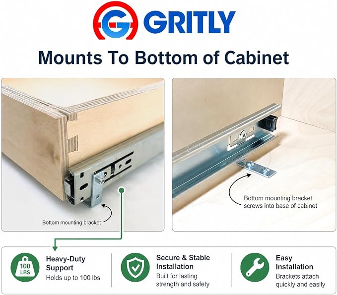 GRITLY Built In USA - Dovetail Replacement Pull Out Cabinet Drawer Box - Kitchen & Base Cabinet Slide Out Shelves - Custom Size Drawer - No Slides Included (Custom Size - Pull Out Drawer)