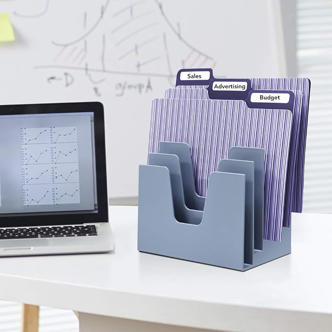 Acrimet 5 Section Incline File Sorter Organizer, Desktop Mail Holder, Blue | Durable Plastic, Space-saving Design, Easy Document Access, Ideal for Office, Home and School Use