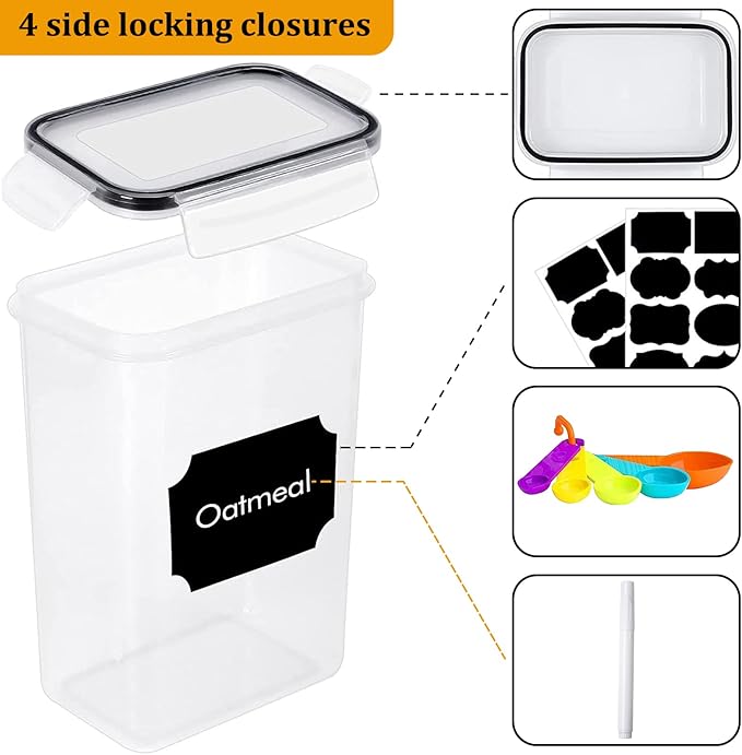 stusgo 28 Pack Airtight Food Storage Containers with Lids, BPA Free Clear Pantry Storage Container for Kitchen Food Pantry Organizers and Storage, Plastic Pantry Organiser for Cereal,Flour and Sugar