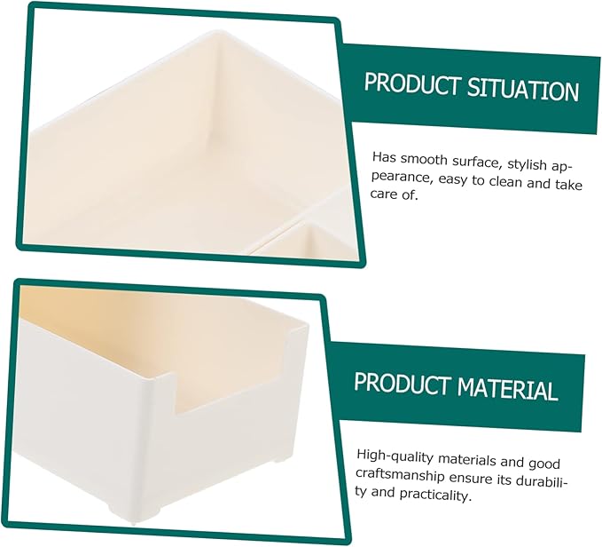 Housoutil 2pcs Stacking Storage Bins Storage Organizer for Cosmetics Office Home Stylish Design