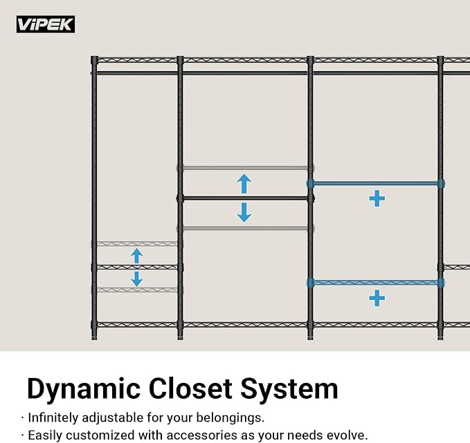 VIPEK X20 Expandable Metal Clothing Rack Adjustable from 3'3" to 4'8" Heavy Duty Garment Racks With Shelves and Hanger Rods Portable Wardrobe Open Closet System, Gold