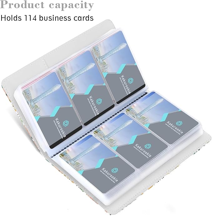 Floral Business Card Book Holder Organizer for Women, 240 Card Capacity, Stylish Name Card and Credit Card Holder for Professionals (Flower-Grass)
