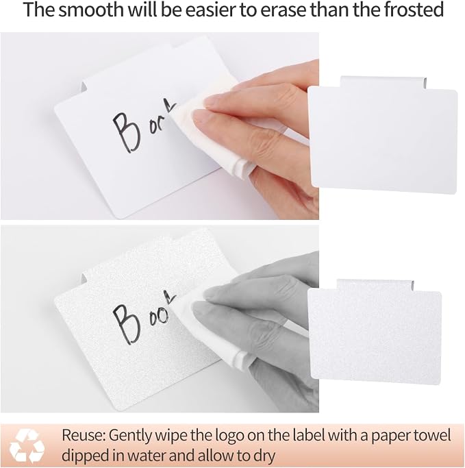 13Pcs White Clip-On Basket Labels Set with Chalk Marker, Reusable Pantry Bin Labels for Kitchen, Closet & Storage Organization