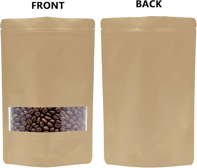 50PCS Foil Pouch Mylar Bags with Clear Window,ULIFESTAR Stand Up Sealable Bags with Tear Notches,Resealable for Food,Party Favors,Gift Packaging and Small Business(18 * 26cm/7.09 * 10.24",Gold)