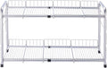 FlagShip 2 Tier Under Sink Organizers and Storage Rack Expandable Cabinet Shelf for Kitchen Bathroom Silver (17-25 inches)