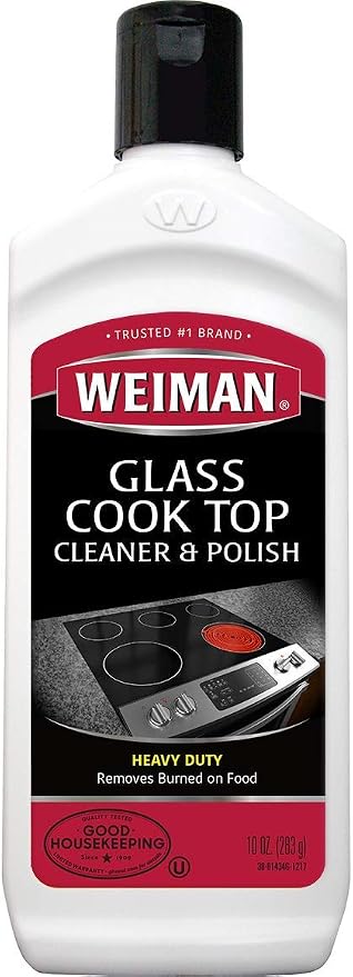 Weiman Glass Cooktop Heavy Duty Cleaner & Polish - Shines and Protects Glass/Ceramic Smooth Top Ranges with its Gentle Formula - 10 Oz., Clear