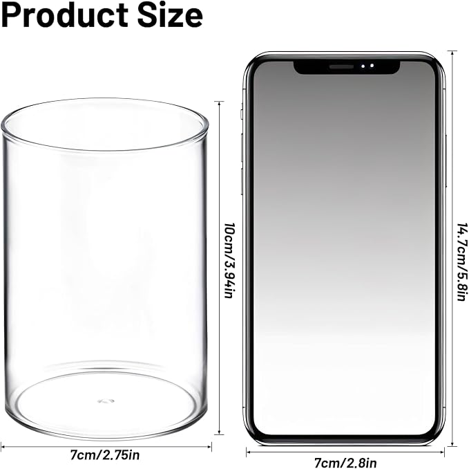 2 Pcs Pen Holder Acrylic Cylinder Container Stylish Clear Acrylic Desk Organizer Round Makeup Brush Storage Desktop Pencil Cup Clear Stationery Organizer for Home School Office Supplies Countertop