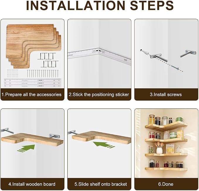 Floating Corner Shelves, Wall Shelf Set of 2, Shelves for Wall Storage, Solid Wood Shelves for Storage, Wall Mount Wooden Display Shelf for Bathroom Bedroom Kitchen Garage (Light 2pcs)