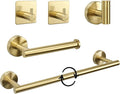 TocTen Bathroom Hardware Set, Thick Stainless Steel Bath Towel Bar Set Including Towel Rack for Bathroom+Toilet Paper Holder+3 Robe Towel Hooks Wall Mount Bathroom Accessory Set(24IN,Brushed Gold)