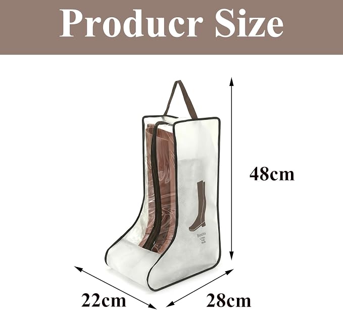Boot Storage Bag Organizer,Dustproof Boot Bags for Cowboy Boots,Portable Travel Shoe Protector Bags,Tall Boot Covers Storage Organizer for Packing (2 pcs Beige)