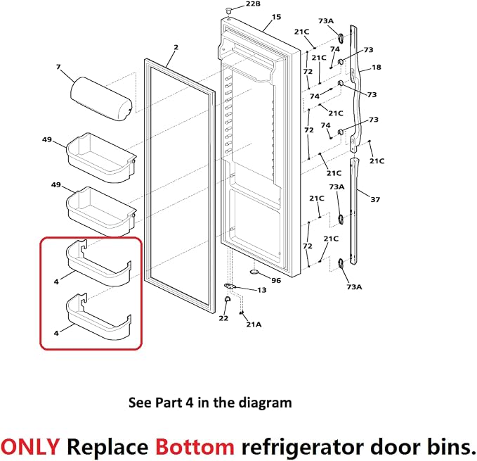 UPGRADED 240323001 Refrigerator Door Shelf Bin Compatible with Frigidaire & Kenmore Parts, Replace 240323007, 890954, EA429724, PS429724, AH429725, Only Fit Bottom Shelves