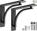 Classic Black Heavy Duty Shelf Brackets 8 inch by Balin Designs– L Bracket, Wall Mounted Support, Extra Wide Bracket, Decorative Shelf Brackets, Fireplace Mantel with Hardware Included, Set of 2