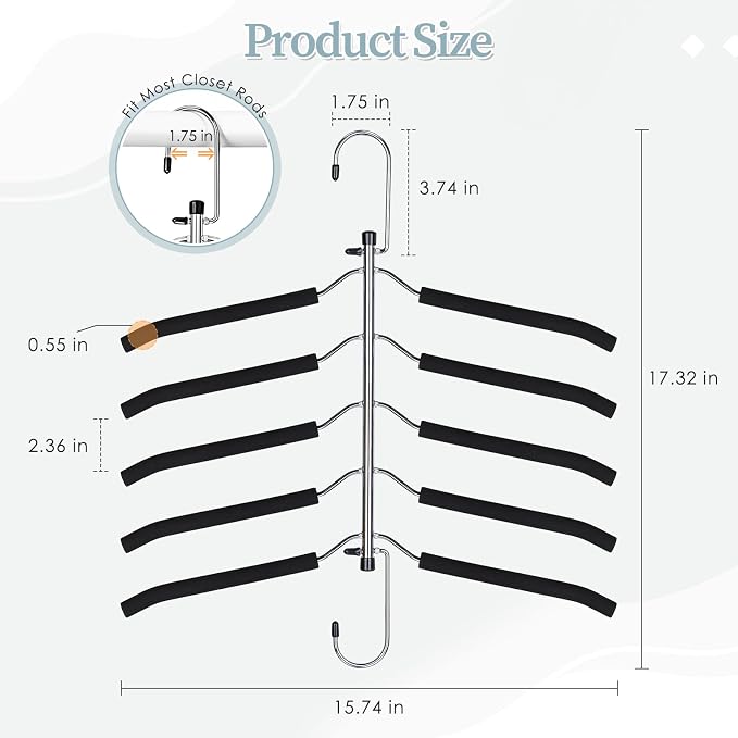 Clothes Hangers Space Saving Shirt Organizer, Non Slip Multi Shirt Hangers for Closet with Foam Padded Closet Organizers and Storage for Sweater Hoodie Blouse Coat Dress Short Black 4 Pack