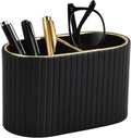 PU Leather Desk Organizer,Pen Holder,Small Remote Control Holder Pencil Cup Multifunctional Nightstand Organizer Caddy for Home School Office Desk Accessories,2 Compartments (Black)