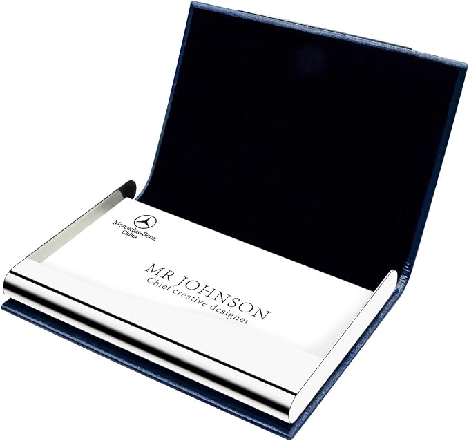 Padike Business Card Holder, Faux Leather Wallet with RFID Protection, V-Blue, Unisex