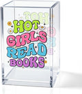 Hot Girls Read Books Acrylic Pencil Holder Cup, Funny Floral Desk Organizer for Book Lover Bookish Bookworms Readers, Women Empowerment Gifts for Daughter Girls Sister BFF, Reading Present