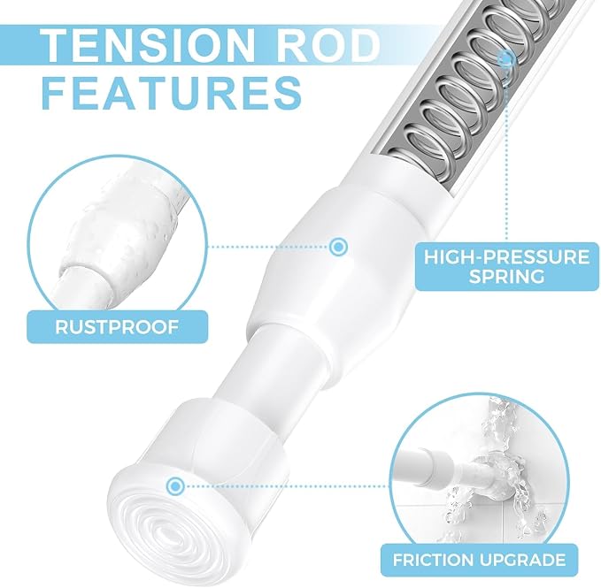 AIZESI Spring Tension Curtain Rods Short Tension Rod (White,12" to 19"-6Pcs)