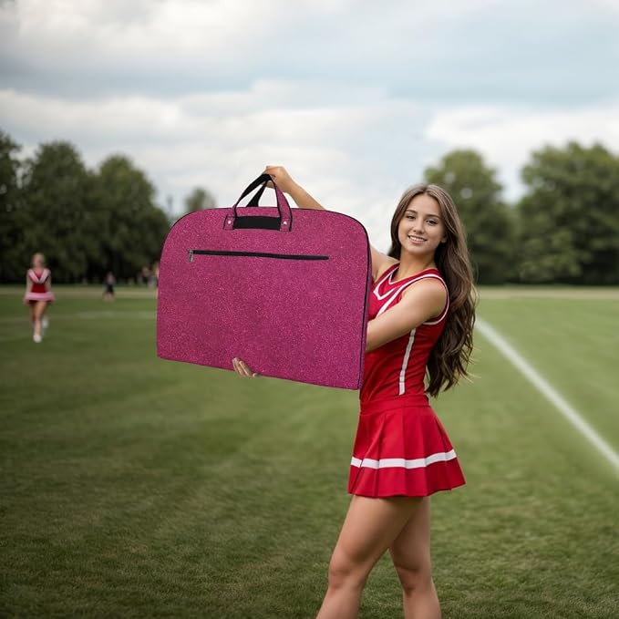 NGIL Glitter Travel Hanging Garment Bag (Glitter-Hot Pink) | Garment Bag for Girls, Cheer Travel Bag, Dance Competition Bag, Cheer Dance Competition, Beauty Pageant