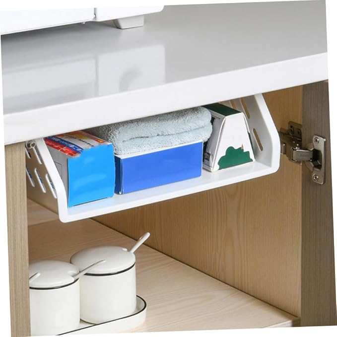 1pc Wall-mounted Storage Rack Multipurpose Plastic Organizer for Kitchen and Bathroom Punch Design Easy Installation and White
