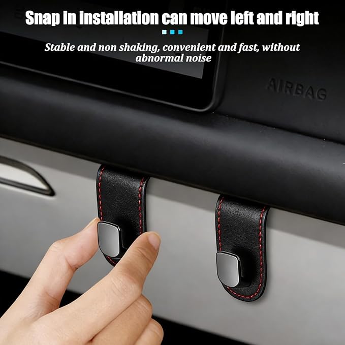 Car Co-Pilot Glovebox Hook, Dual Hook Passenger Seat Glovebox Hanger Organizer for Purse Handbag Umbrella, Automotive Interior Glove Box Hanging Storage Holder, Universal Fit (Black)