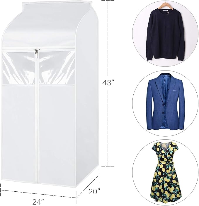 Zilink Hanging Clothes Bag Organizer 43 inch-2 Pack Large Garment Bags Suit Bag for Storage Hanging Clothes Cover for Suit Coats Dress Closet Storage (Hanger Not Included)