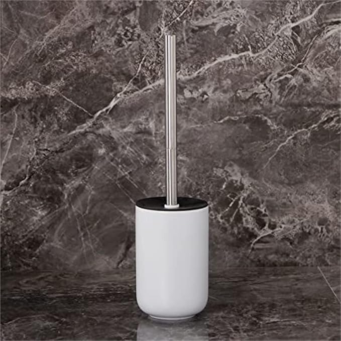 Toilet Brush Ceramics Toilet Brush Quick Draining Clean Tool Floor-Standing Cleaning Brush Home Bathroom Accessories Toilet Tools (White 9x9x14cm)