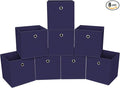 Foldable Storage Cubes Bins ,11 Inch Cloth Storage Cube Fabric Storage Box Cubes Organizer Baskets with Dual Handles for Home Organizer Set of 8 (Navy Blue)