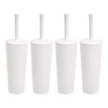 Amazon Basics Toilet Brush and Holder Set, Heavy-Duty Bristle Scrub Brushes with Non-Slip Handle, White, 4-Pack