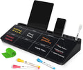 DOLLAR BOSS Glass Desk Whiteboard Calendar Small Dry Erase Board Desktop White Board with Storage Drawer Computer Keyboard Stand Desk Organizer, Weekly Calendar, Black