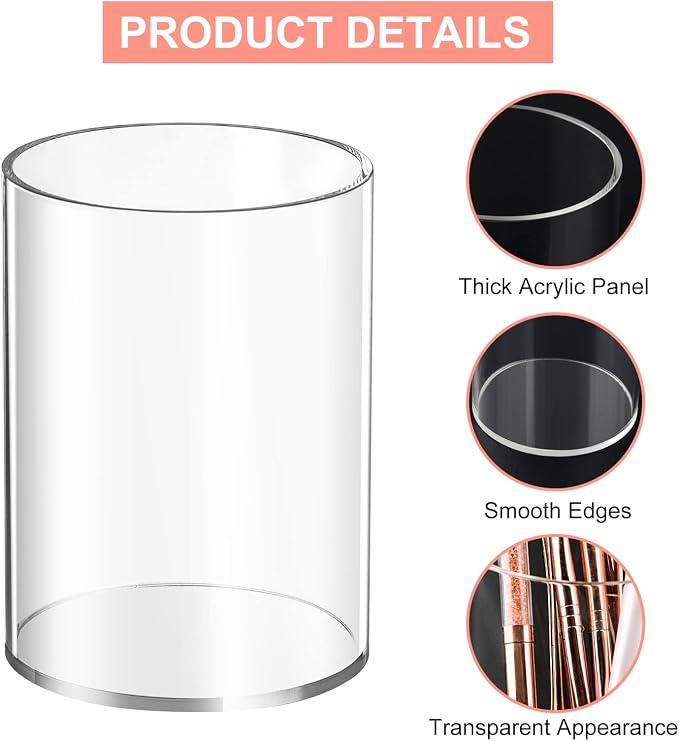 Mototo 12PCS Clear Acrylic Pen Holder Pencil Cup Office Desk Organizer Case | Toothbrush Utensil Holder Marker Makeup Brush Organizer Pencil Box Coffee Stirrers Storage Container for Classroom Counter