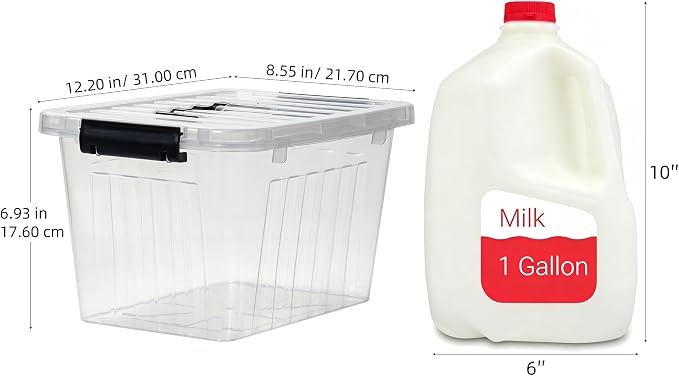 Citylife 7 Qt Clear Plastic Storage Bins with Lids and Handle Small 6 Pack | Stackable See-Through Craft Storage Box Latches Durable Containers Secure Pull Handle Organizing for Home Kitchen pantry