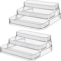 2pcs Acrylic Rack, No Assembly Clear 3 Tier Condiment Bottle Shelf Vanity Organizer for Cabinet Kitchen Bathroom