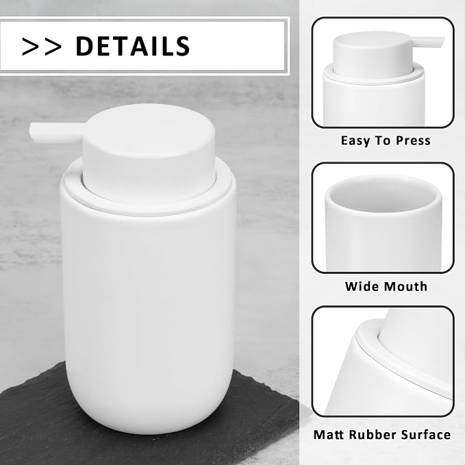 Soap Liquid Dispenser Ceramic with Easy-to-Press Pump Hand Liquid Dispenser for Shampoo Bathroom Countertop 13.5 oz