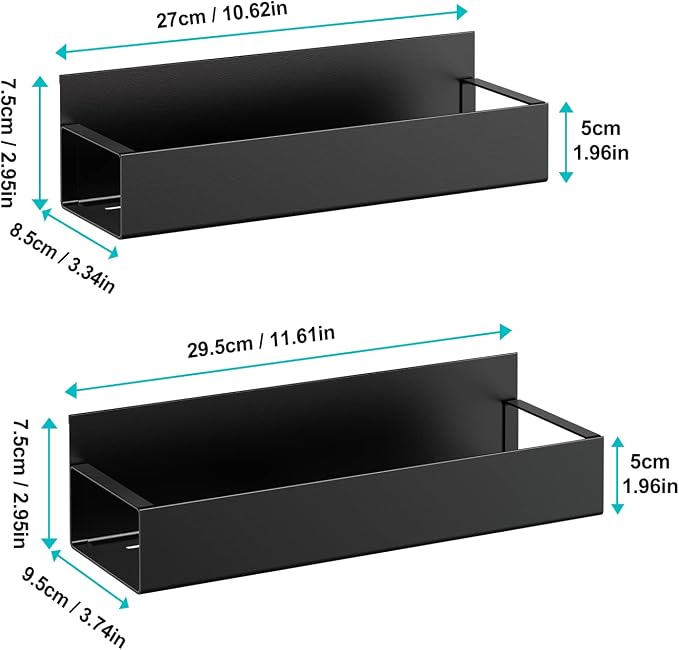 Vetacsion 2 Pack Moveable Fridge Magnetic Spice Racks,Metal Black