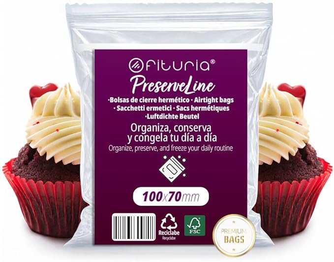 Ofituria Transparent Zip Bags 100 x 70 mm with Airtight Seal, Zip Bags for Food, Snacks, Freezing as well as Kitchen and Travel Organisation - Ofituria (100 Bags)