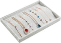 Stratalife 20 Hooks Necklace Organizer Tray, Stackable Jewelry Organizer for Women, Velvet Jewelry Display Storage Tray for Necklace Bracelet, 13.8" x 9.4" x 1.2", Grey