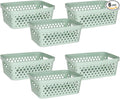 Glad Plastic Storage Basket Set, Value Pack of 6 | Open Storage Bins for Shelves, Bathroom, Pantry, Closet | Nesting Organizer Boxes with Handles, 2 Gallon, Sage