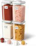 Airtight Food Storage Containers Set with One-Touch Lid, 4-Pack (4.22 QT / 4.0 L) Best Value Stackable Durable PET for Complete Kitchen Pantry Organization