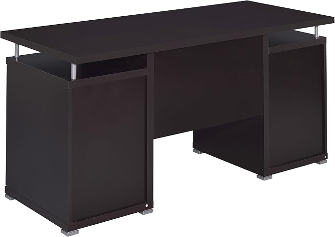 Coaster Home Furnishings Tracy Modern Contemporary 55-Inch 2-Drawer Home Office Computer Writing Desk Study Table with File Cabinet Storage Engineered Wood Eco-Friendly Laminate Brown 800107
