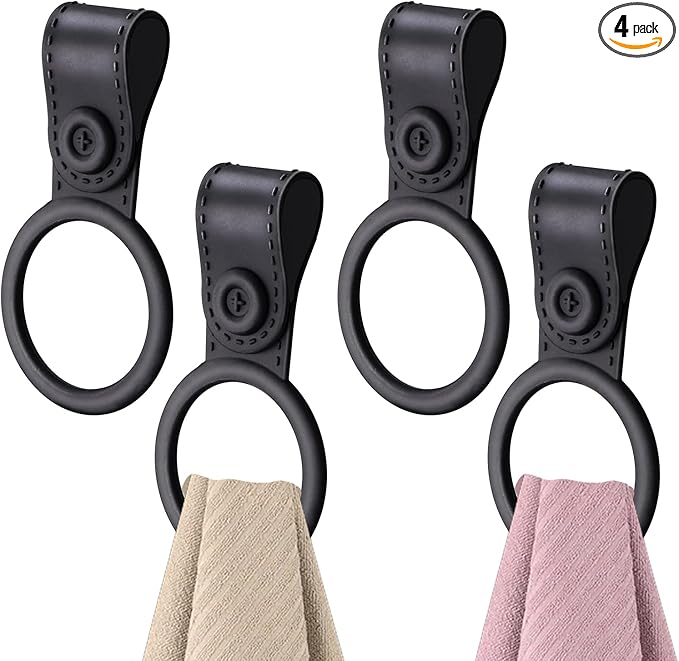 4 Pack Silicone Kitchen Towel Holder – Soft & Waterproof Bathroom and Dish Towel Holder, Towel Clips for Kitchen, Cabinet, Stove, Oven Handle or Rods (Black, Non-Slip & Heat Resistant)