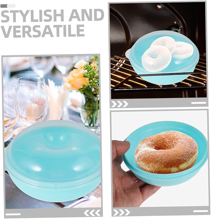 2pcs Airtight Doughnut Bread Storage Containers Bagel Keeper Boxes for Freezer and Microwave Portable Bread Organizer for Kitchen and Bakery Countertop