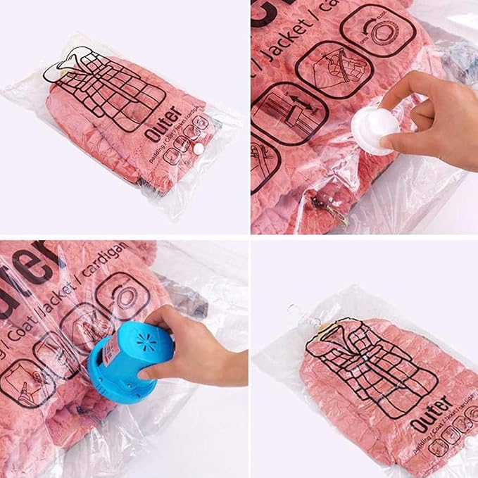Hanging Vacuum Storage Bags, 2Pcs Space Saver Garment Bags for Clothes, Dresses, Coats, Reusable Vacuum Seal Storage Bags with Hangers, for Dresses, Coats, Down Jackets(L 2Pcs)