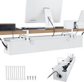 KEEGH Under Desk Cable Management Tray 36", Fabric Clamp/Screw Mount Cord Organizer, No Drill Under Desk Cable Tray for Home, Offices, Studios, Gaming Room (White)
