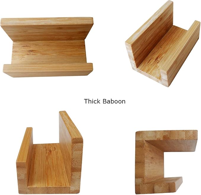 1 Pack Bamboo Wood Desktop Business Card Holder for Desk Sturdy Business Card Display Stand for Office Suitable for Men Women