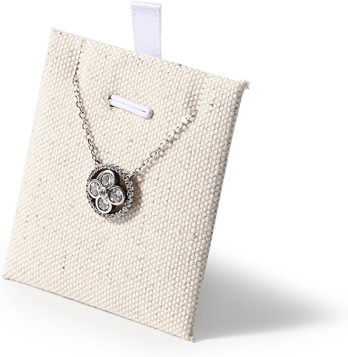 Oirlv 10 PCS Jewelry Display Cards Linen Earring Necklace Card for Selling