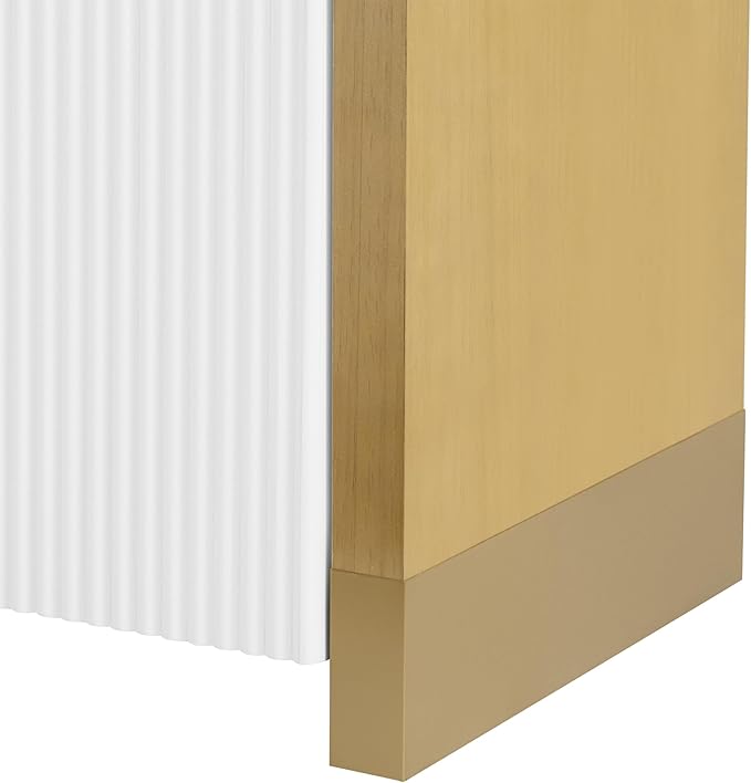Amposei Modern Curved Sideboard Cabinet 59.8-Inch Entryway Console Table Accent Storage Cabinet with Doors & Adjustable Shelves for Living Room Hallway, White